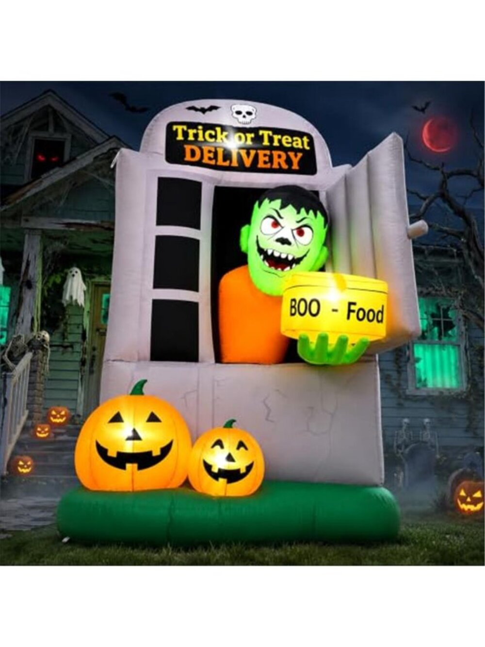 7FT Halloween Inflatable Zombie Delivery Man Decor Outdoor Yard Decoration